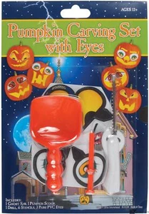 Loftus Stencils & PVC Eyes Deluxe 12pc Halloween Pumpkin Carving Kit, Orange - Picture 1 of 4