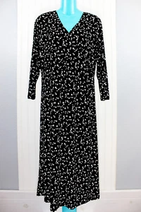 Liz Lange Dress Maternity Wrap Midi 3/4 Sleeve Womens Size M Polka Dot Black - Picture 1 of 8