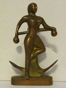 MARITIME FOLK ART HAND MADE SCULPTURE OF NUDE LADY & ANCHOR,BRASS - Picture 1 of 11