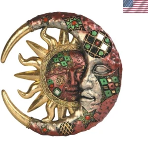 Stunning Polyresin Crescent Moon & Sun Wall Art - Vibrant Indoor/Outdoor Decor - Picture 1 of 2