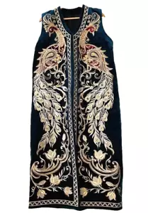 ABITO DA SPOSA/CERIMONIA DONNA UZBEK ZARDOZI RICAMATO - VELLUTO VERDE - Foto 1 di 16