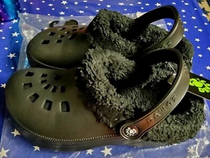 Womens Dawgs Fleece Dawgs Sz 5/6 Black With Black Fleece Slip On Clogs. New. - Picture 1 of 10