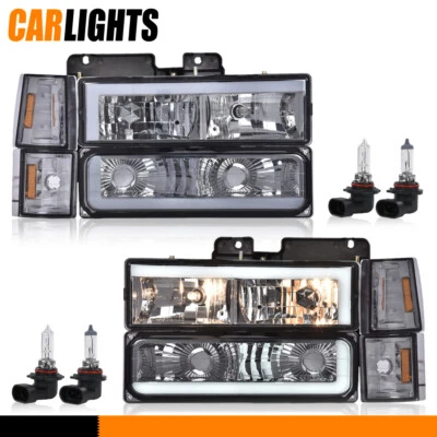 Fit For 1994-1998 GMC C/K C10 Sierra Pair LED Headlights & Corner & Bumper Lamps Foto 1 de 4