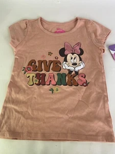 Disney Minnie Mouse Give Thanks Short Sleeve Tee T-Shirt Top Girls 6X - Picture 1 of 5