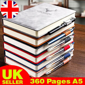 360 Pages A5 PU Leather Cover Traveler Journal Notebook Lined Paper Diary UK