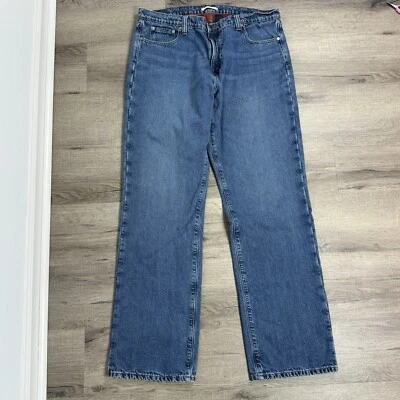 L.L. Bean Flannel Lined Jeans Men Sz 38x34 Warm Workwear Cabincore Dark Plaid - Image 1 of 4