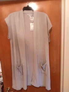 Cardigan lungo Barefoot Dreams XL blu acqua 497 CozyChic ultra leggero nuovo con etichette tasche - Foto 1 di 14