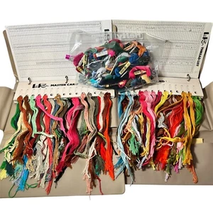 Set of 2 LoRan Embroidery Thread Floss Holders/Binders Filled w/ Floss + Bag - Picture 1 of 13