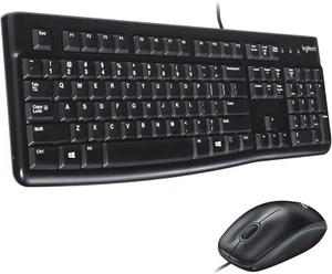 NEW Logitech MK120 Black Wired Full Keyboard Corded Optical Mouse Combo - Picture 1 of 2