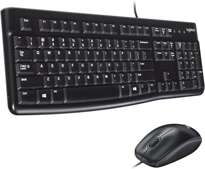 NEW Logitech MK120 Black Wired Full Keyboard Corded Optical Mouse Combo - Image 1 of 2