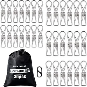 30PCS Stainless Steel Heavy Duty Clothespins, Metal Clips for Laundry & Food - Picture 1 of 6