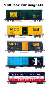 New England Box Cars 5 magnets (Maine Central, Boston & Maine BAR) Andy Fletcher - Picture 1 of 1