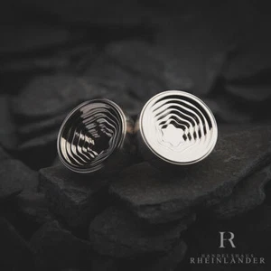 Montblanc Mens Jewellery Cufflinks Heritage Stainless Steel Ripple Effect 109506 - Picture 1 of 3