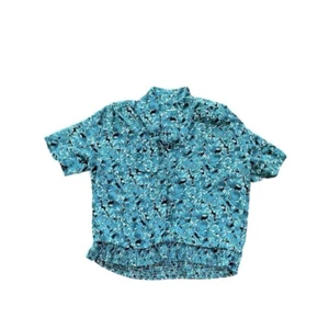 Turquoise Floral Ribbon Collar Blouse  - Picture 1 of 4