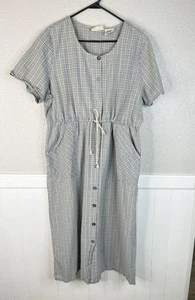 VTG 90’s Faded Glory Denim Plaid Maxi Dress Womens Sz 18 Grunge Y2K Cottagecore - Picture 1 of 12