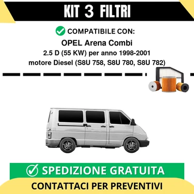 Kit 3 Filtri Tagliando per OPEL Arena Combi 2.5 D 55 kw Diesel 1998-2001 - Imagen 1 de 2