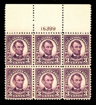 MOMEN: US STAMPS #555 MINT OG NH INTACT PLATE BLOCK OF 6 VF/XF LOT #96109 - Image 1 of 2