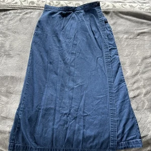 Vintage Lands' End Denim Skirt Wrap Size 8 - Picture 1 of 10