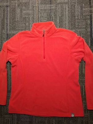 Pulôver feminino REI Co-Op 1/4 zíper manga longa lã GG pêssego ao ar livre  - Imagem 1 de 4