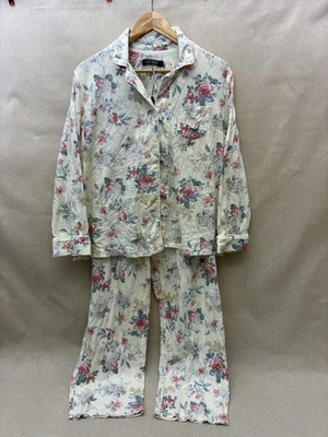 Conjunto de pijama Lauren Ralph Lauren 2 piezas marfil floral algodón suave para mujer talla XL Foto 1 de 4