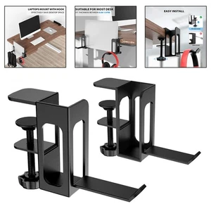 Support pour ordinateur portable en métal élégant et fonctionnel réglable en hauteur en noir élégant - Photo 1/12