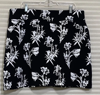 Черно-белая эластичная активная юбка-шорты Charter Club XXL с цветочным рисунком для гольфа б/у в отличном состоянии - Изображение 1 из 4