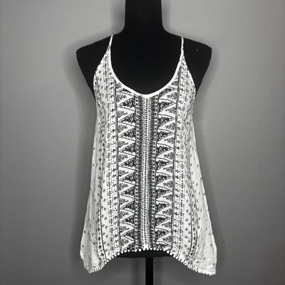 Ecotè small white and black flow top open back v-neck tunic - Image 1 of 4