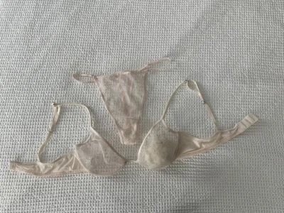 Vintage Victoria’s Secret Sheer bra matching thong 36B Medium Silver Designs  - Image 1 of 4