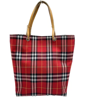 Auténtico Bolso de Mano Burberry Nova Check Nylon Rojo NS111467 Foto 1 de 4