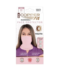 2X COPPER FIT Guardwell Face Protector Pink/Youth Size, Copper Infused - Picture 1 of 2