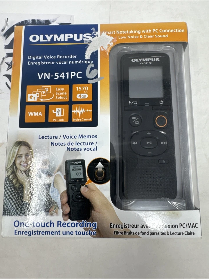Grabadora de voz digital Olympus VN-541PC 4 GB - 1570 horas negra nueva en caja Foto 1 de 4