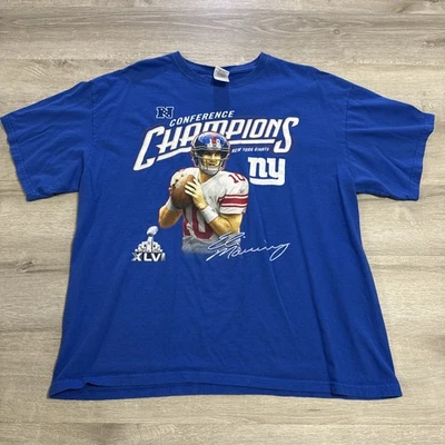 Camisa Eli Manning New York Giants Fútbol Hombres Azul XL Super Bowl XLVI Campeones Foto 1 de 2