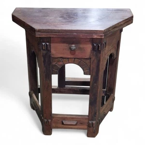 Rustic folding console table - Antique oak turn over top occasional hall table - Picture 1 of 24
