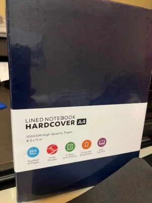 320-Pg Large A4 Hardcover (BLACK) Lined Notebook - 100GSM Thick Paper, 8.5'' x11 - Image 1 of 4