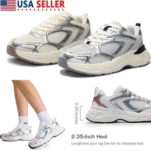 Women's Platform Chunky Fashion Sneakers Walking Y2K-Style Casual Tennis Shoes - Picture 1 of 24