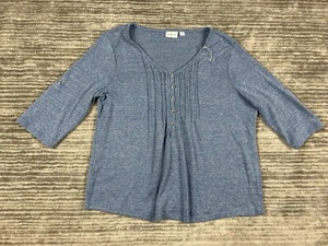 Kim Rogers Top Womens Petite Medium Blue Metallic 3/4 Sleeve NWT - Picture 1 of 13