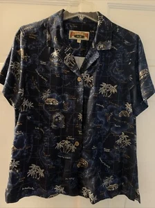 Caribbean Joe Let Go Island Button Down Kragen SS Blau Freizeit Herren M - Bild 1 von 5