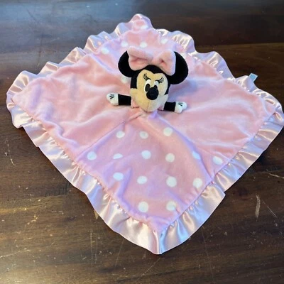 Disney Baby Minnie Mouse Lovey Manta de Seguridad Orejas Arrugadas Rosa Satinado ¡BONITA! Foto 1 de 4