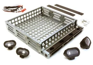 Realistic 1/10 Scale Alloy Luggage Tray 124x107x24mm with 4 LED Spot Light Set - Picture 1 of 1