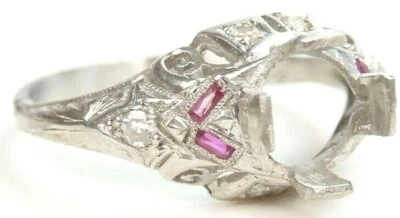 Antique 1920's Mounting Engagement Platinum Hold 6MM-6.5MM Ring Size 6.5 UK-M1/2 - Image 1 of 4