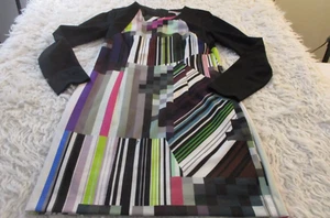 Trina Turk Dress Womens 8 Black Geometric Lined Stretch Signed Shift Art to WEAR - Picture 1 of 17