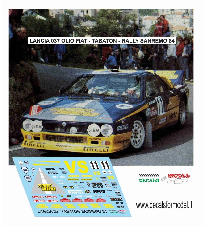 DECALS 1:43 LANCIA 037 VS OLIO FIAT TABATON RALLY SANREMO 1984 - Immagine 1 di 1