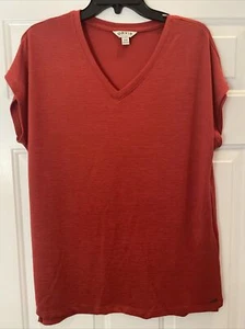 Orvis Women's Brick Red Polyester Blend Knit Tunic Top - Size M - EUC - Picture 1 of 4