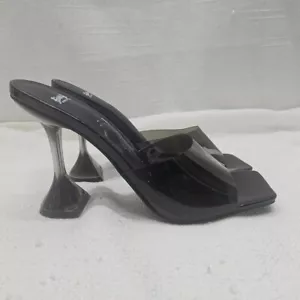 Bisou Bisou Clear Vinyl Sculptural Heel Square Toe Chic Heels Women's Size 6.5 - Picture 1 of 9