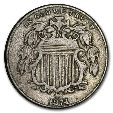1874 Shield Nickel VF - SKU#197674 Cover