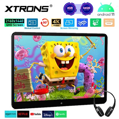 Kopfhörer+drehbar 14" Android 11 Auto Monitor Kopfstütze 4GB+64GB 4K Video HDMI - Bild 1 von 4