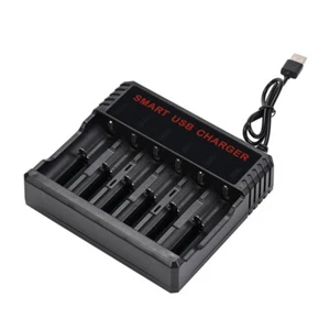 USB 6 Slot Smart Ladegerät für Akku Li-Ion 3,7V 26650 14500 16340 1865 18500 - Bild 1 von 5