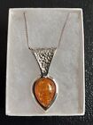 Baltic Amber Sterling Silver 925 Pendant Necklace 18" Chain - Boxed