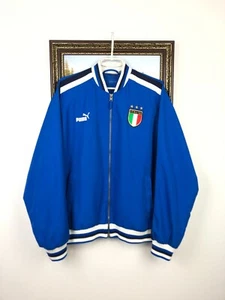 Vintage 90er Italien Puma Fußball Jacke Soccer Bomber Herren selten blau Größe M - Bild 1 von 18