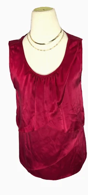 Top Talbots para mujer talla 6 rojo con joyas 100 % seda con volantes sin mangas vacaciones nuevo  Foto 1 de 4